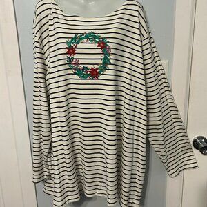 3X,4X,5X Kohls Christmas Wreath Plus Size top shirt womens embellished Holiday